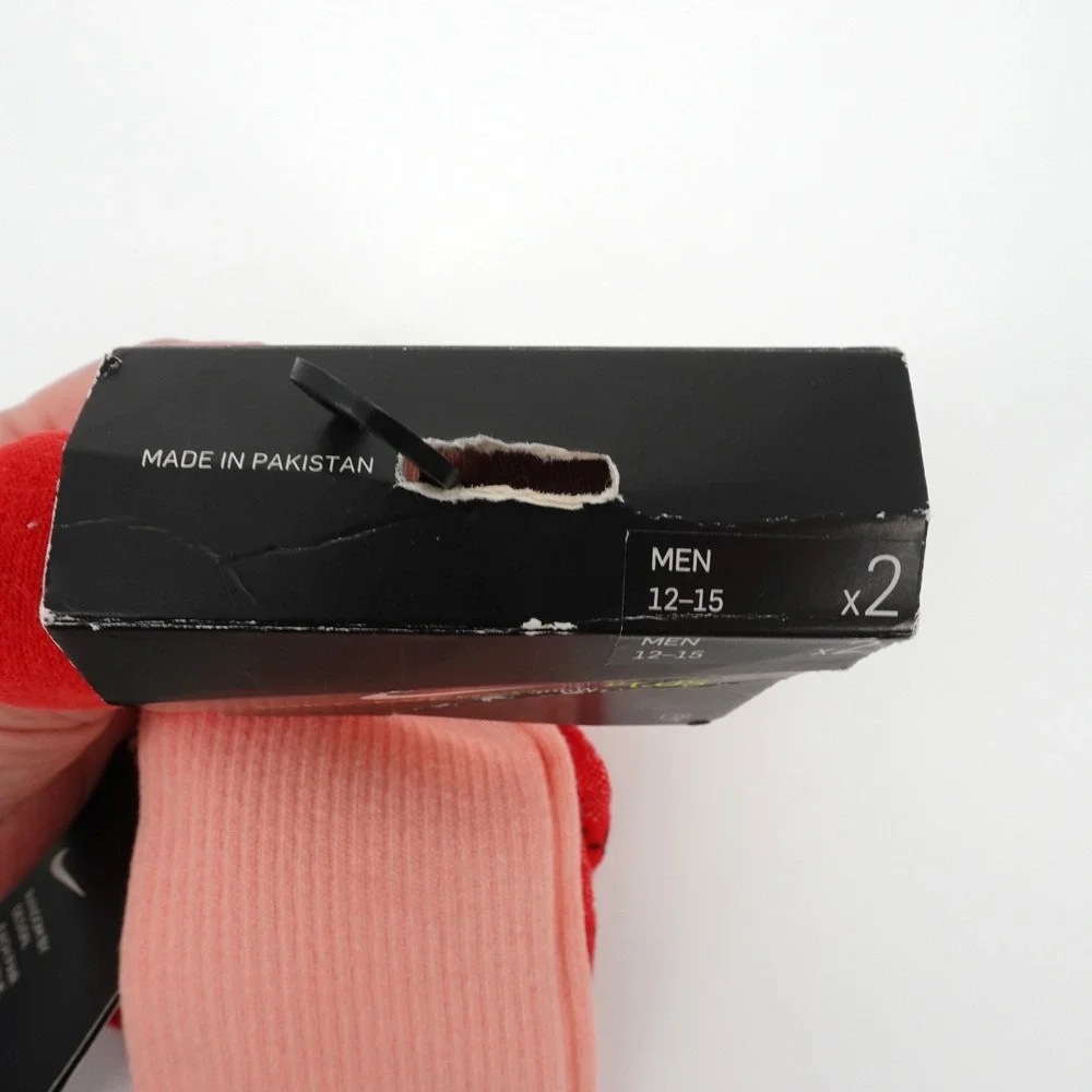 Nike Everyday Plus Cushioned Crew Socks 2 Pair Red Pink Dip Dye Men XL 12-15